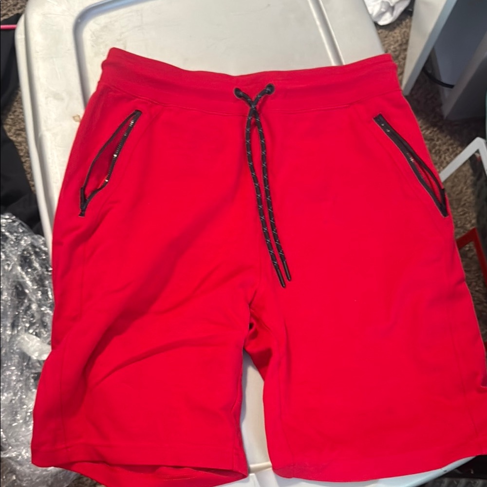 Bright Red Athletic Shorts with Elastic Waistband